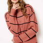 Outerwear Loose Fit Stripe Long Sleeve Crewneck Sweater HCS3553