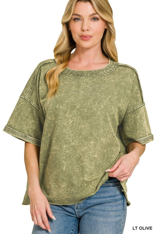 French Terry Acid Washed Tee Shirts 5314A