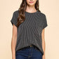 T1641 Solid Ribbed Top With Pockets L1E-T1641