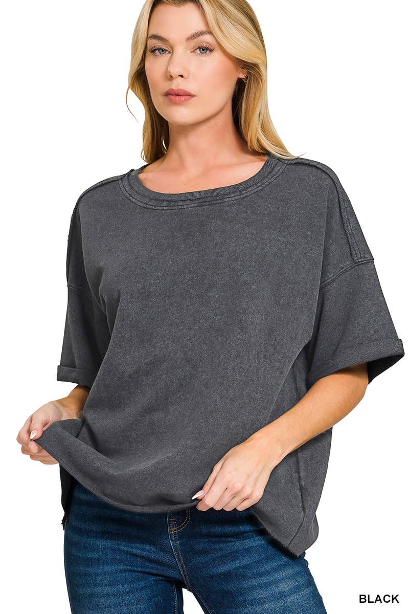 French Terry Acid Washed Tee Shirts 5314A