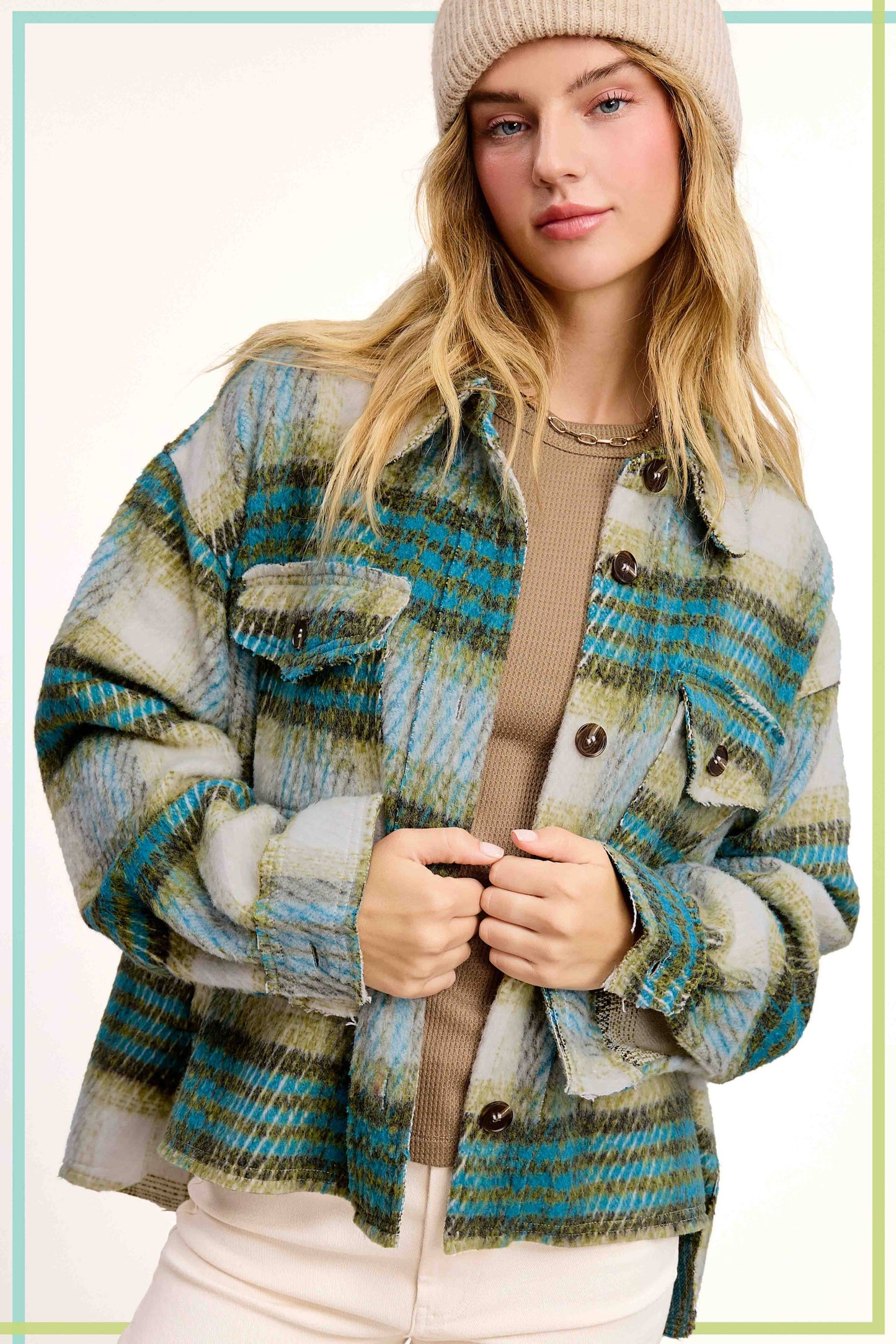 Outerwear Plaid Soft Brushed Button Down Jacket JKT1791