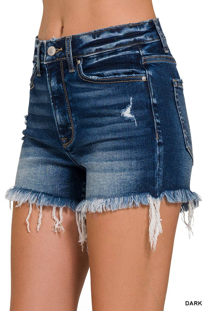 1969 Raw Frayed Hem Ripped Denim Shorts