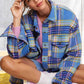 Outerwear Loose Fit Plaid Button Down Shacket with  Pockets JKT1797