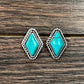 725297, 16mm Diamond Turquoise Stud Earrings
