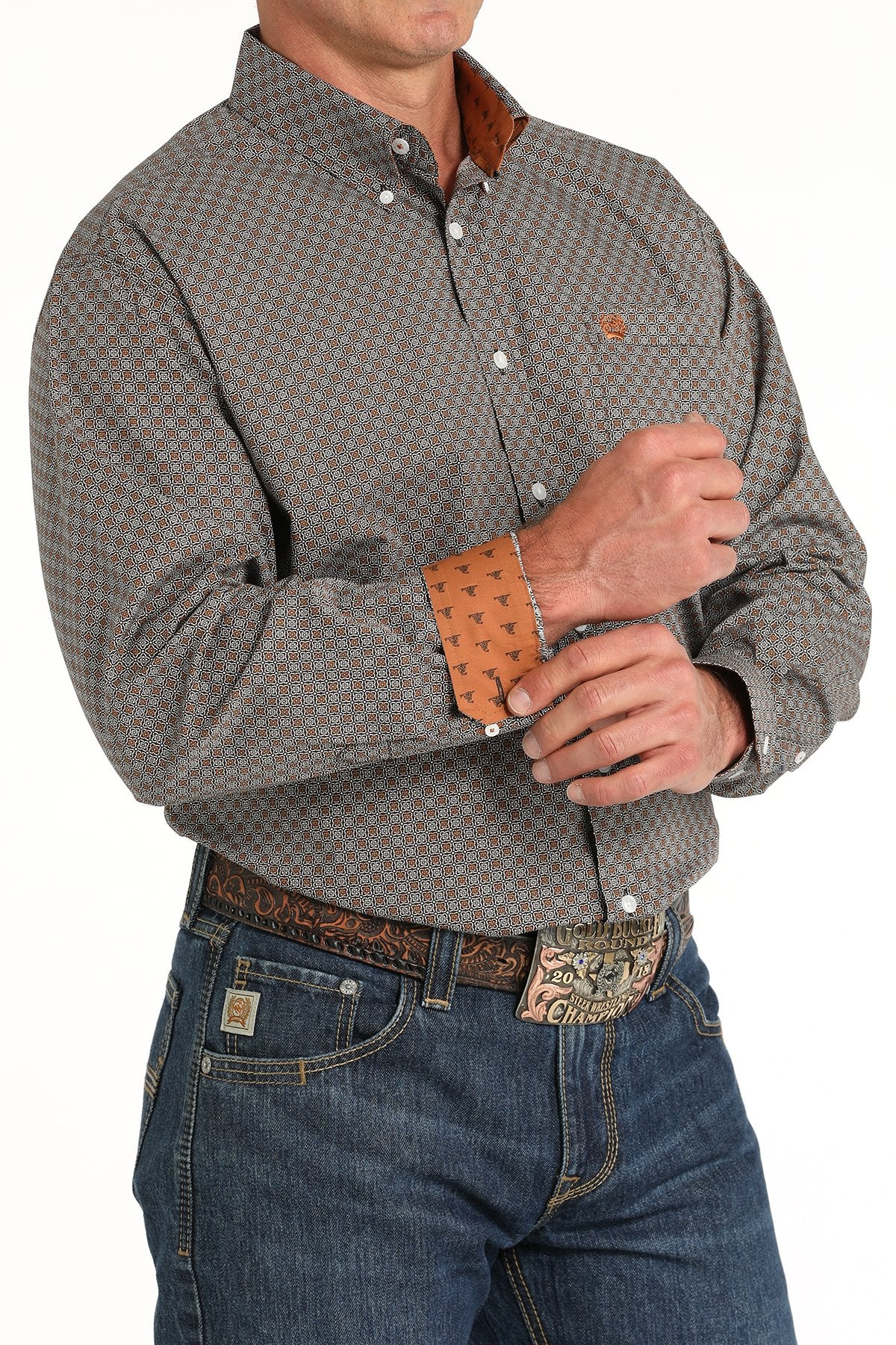 Shirts Mens Cinch Geo Print Long Sleeve Button MTW1105823