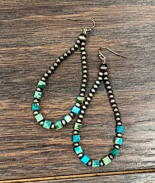 722751, 3" Handmade Navajo Square Gemstone Earrings