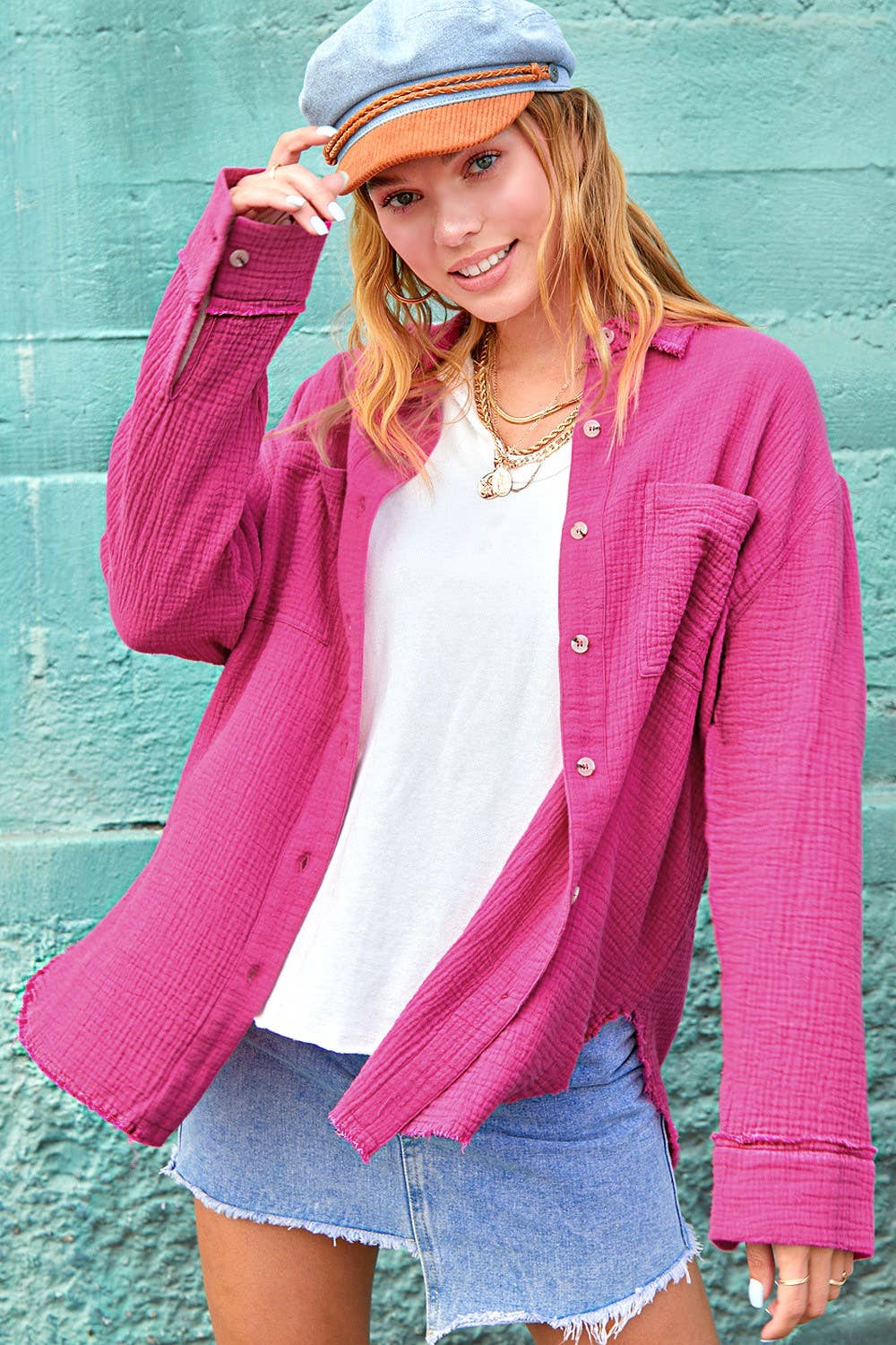 Shirts  Crinkled Gauze Button Down Shirts SRT7448