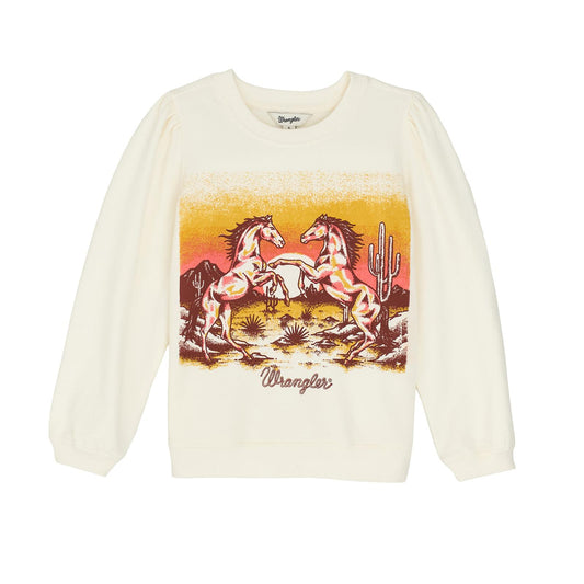 Outerwear Girls Wrangler LS Sweat Shirt Desert Horse Print 112367890