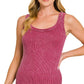 Tops Women’s 2 Way Neckline Washed Ribbed Seamless Tank
