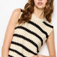 MCS3584-Classic Chunky Striped Sleeveless Sweater Top