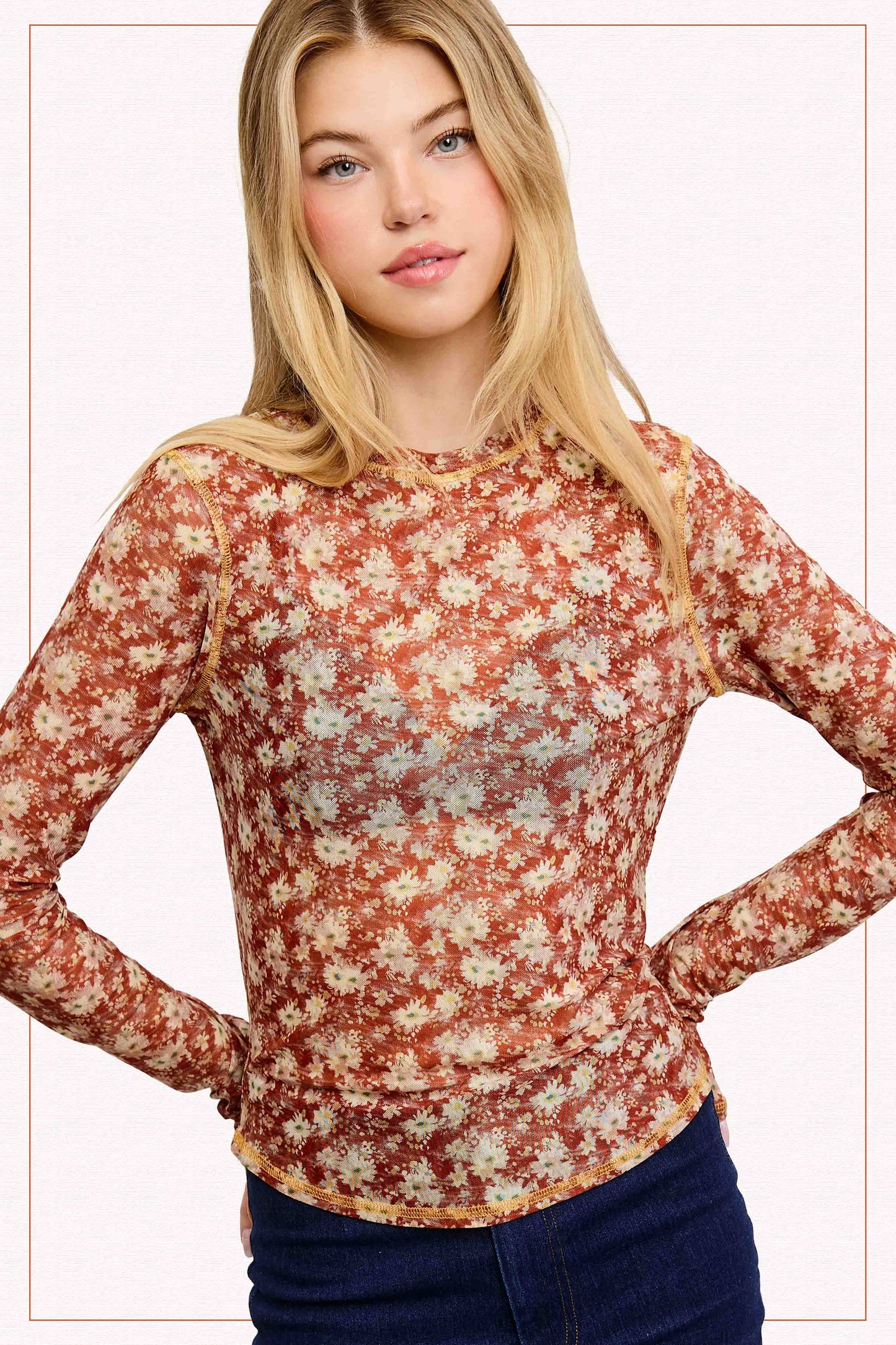 JCT7701-Floral Layer Top