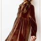 HCD9315-Soft Velvety Button Down Collar Dress