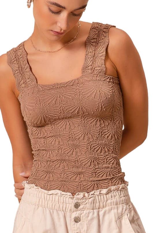 Floral Jacquard Seamless Tank Top JT1276