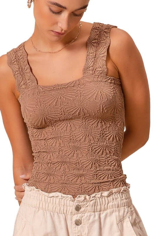 Floral Jacquard Seamless Tank Top JT1276