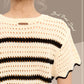 Outerwear Round Neck Scalloped Edge Short Sleeve Sweater MDS3603