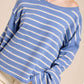 MCS3588-Striped Round Neck Loose Fit Long Sleeve Sweater