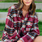 Outerwear Loose Fit Plaid Button Down Shacket with  Pockets JKT1797