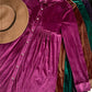 HCD9315-Soft Velvety Button Down Collar Dress