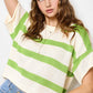 MCS3579-Boxy Silhouette Stripe Lightweight Sweater Top Outerwear Women’s