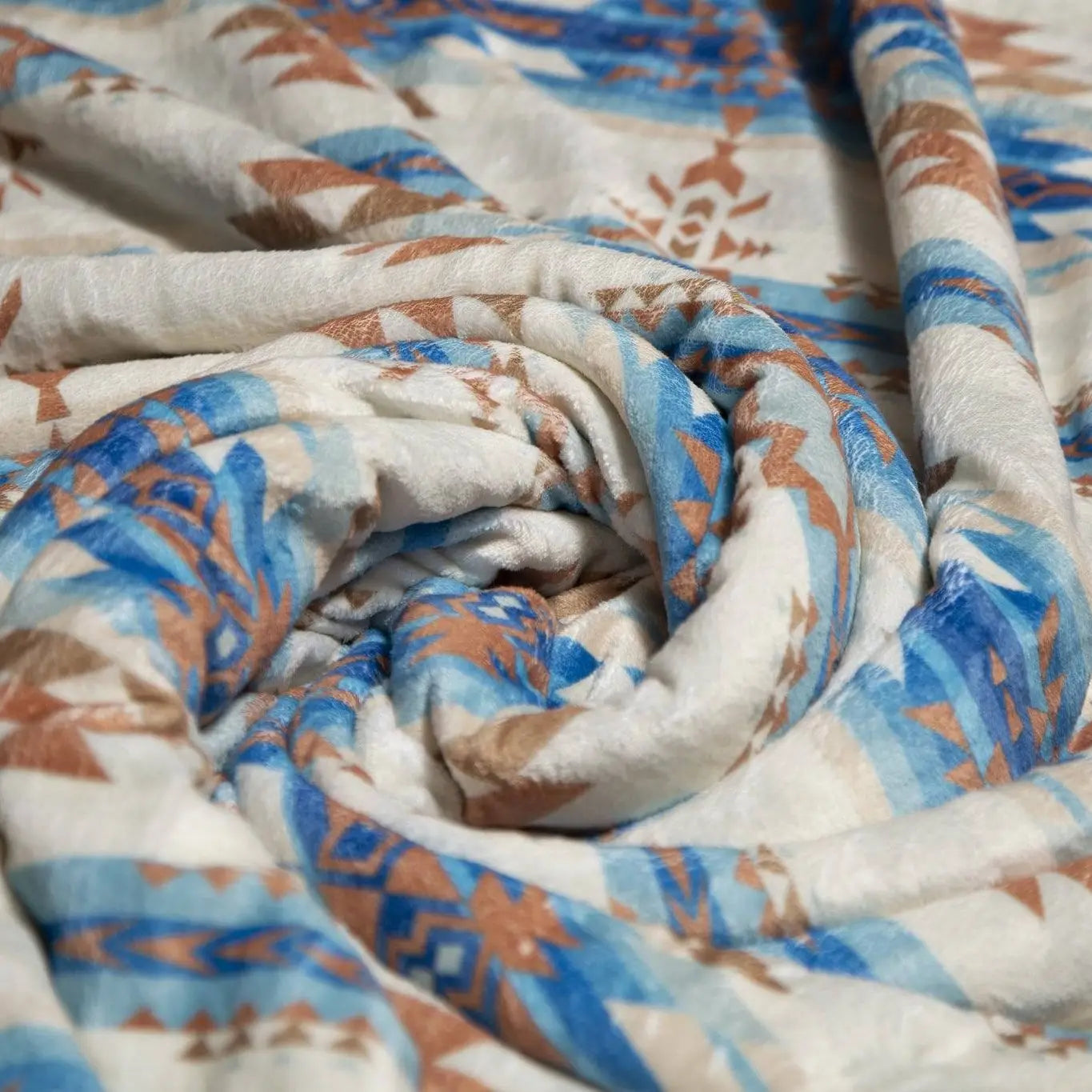 Bedding Blankets Pillows Throw Blanket Beige Blue Aztec JW261