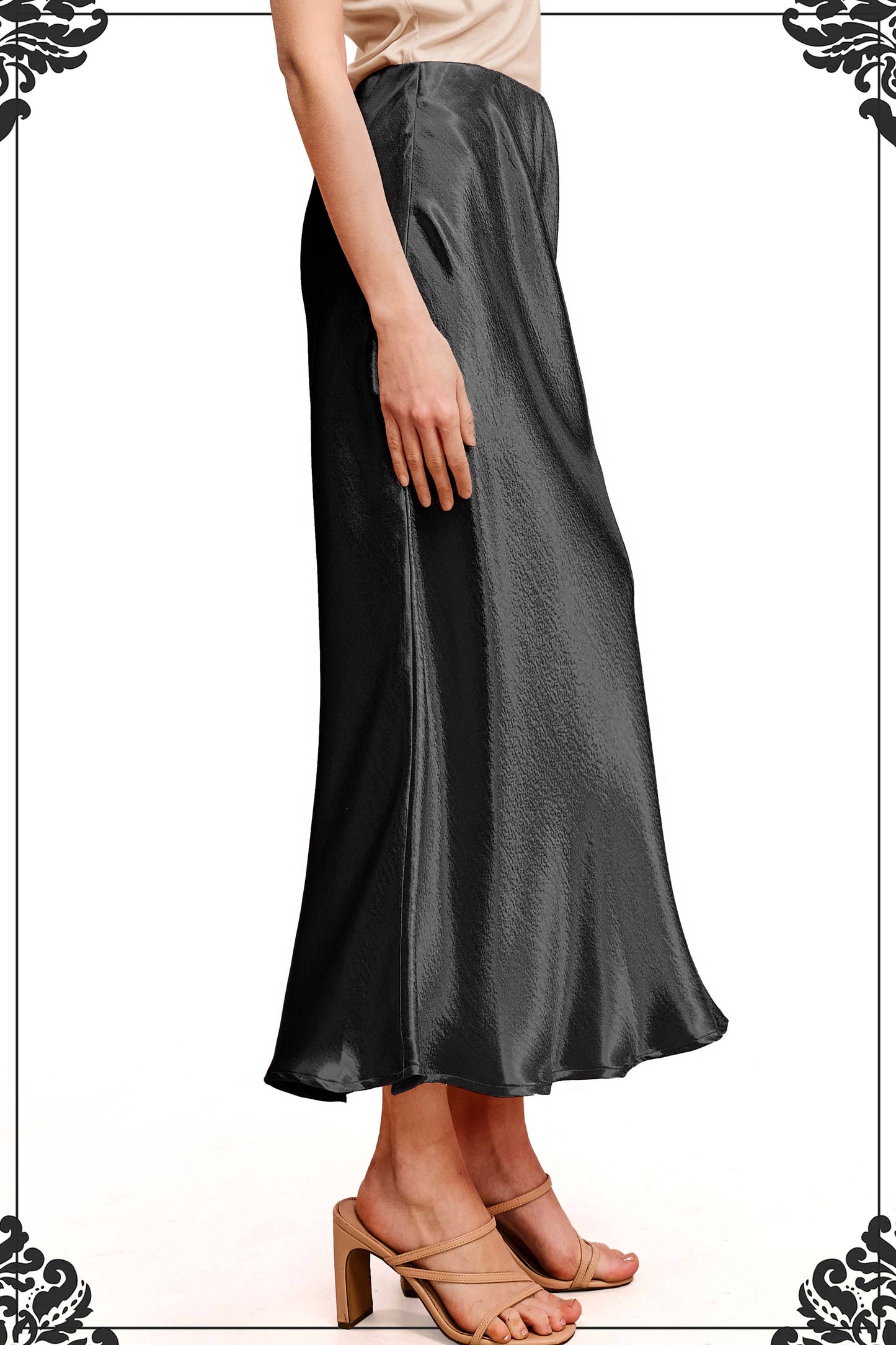 JDP4232-Dressy Satin Long Panel Silhouette Skirt