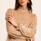 HCT7698-Soft Velvet Long Puff Sleeve Blouse Top shirt womens