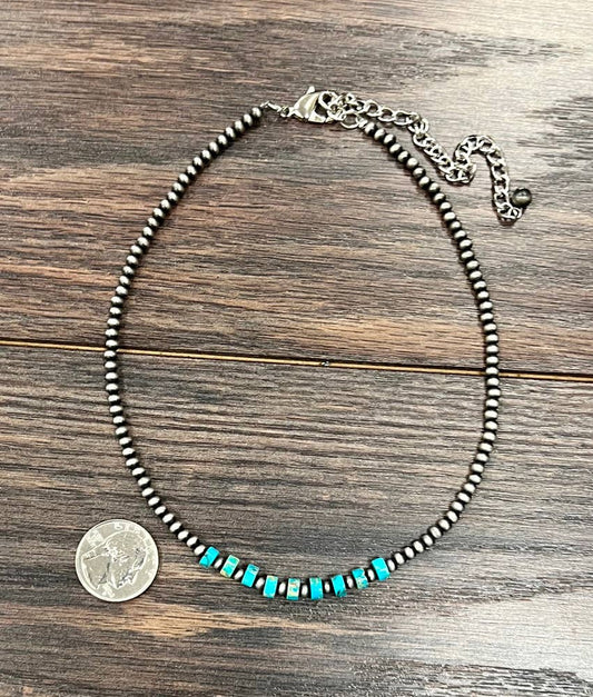 739200, Handmade 15" Navajo Rondelle Gemstone Necklace