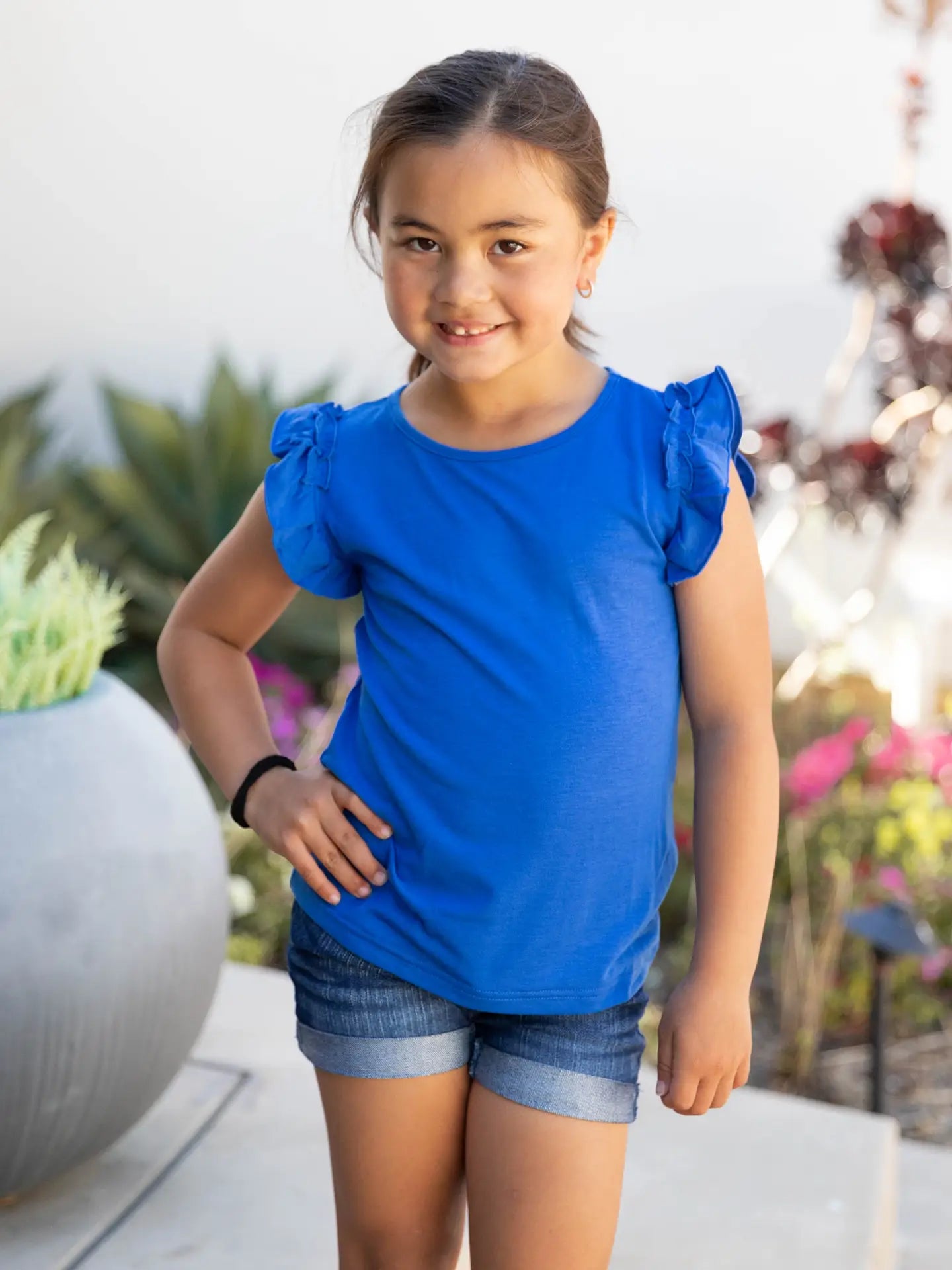 Shirts Girls Ruffle Sleeve Top