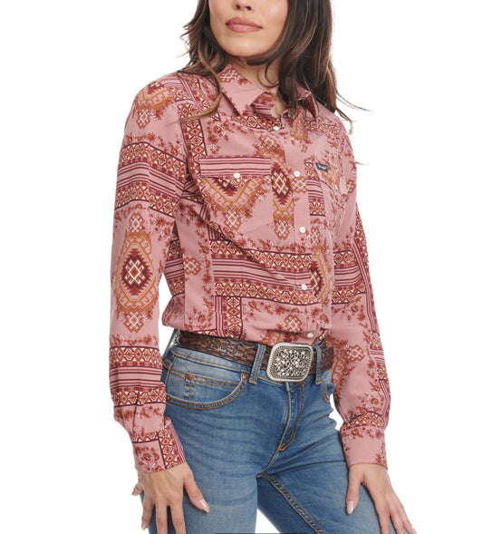 Shirt Women’s Wrangler Retro Snap Print Rose 112339448