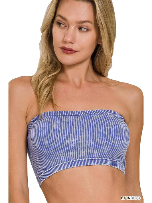 Tops Women’s Washed Ribbed Seamless Tube Top NTW-6197A