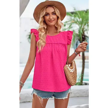 Shirts Women’s Swiss Dot Ruffle Pink W2050320