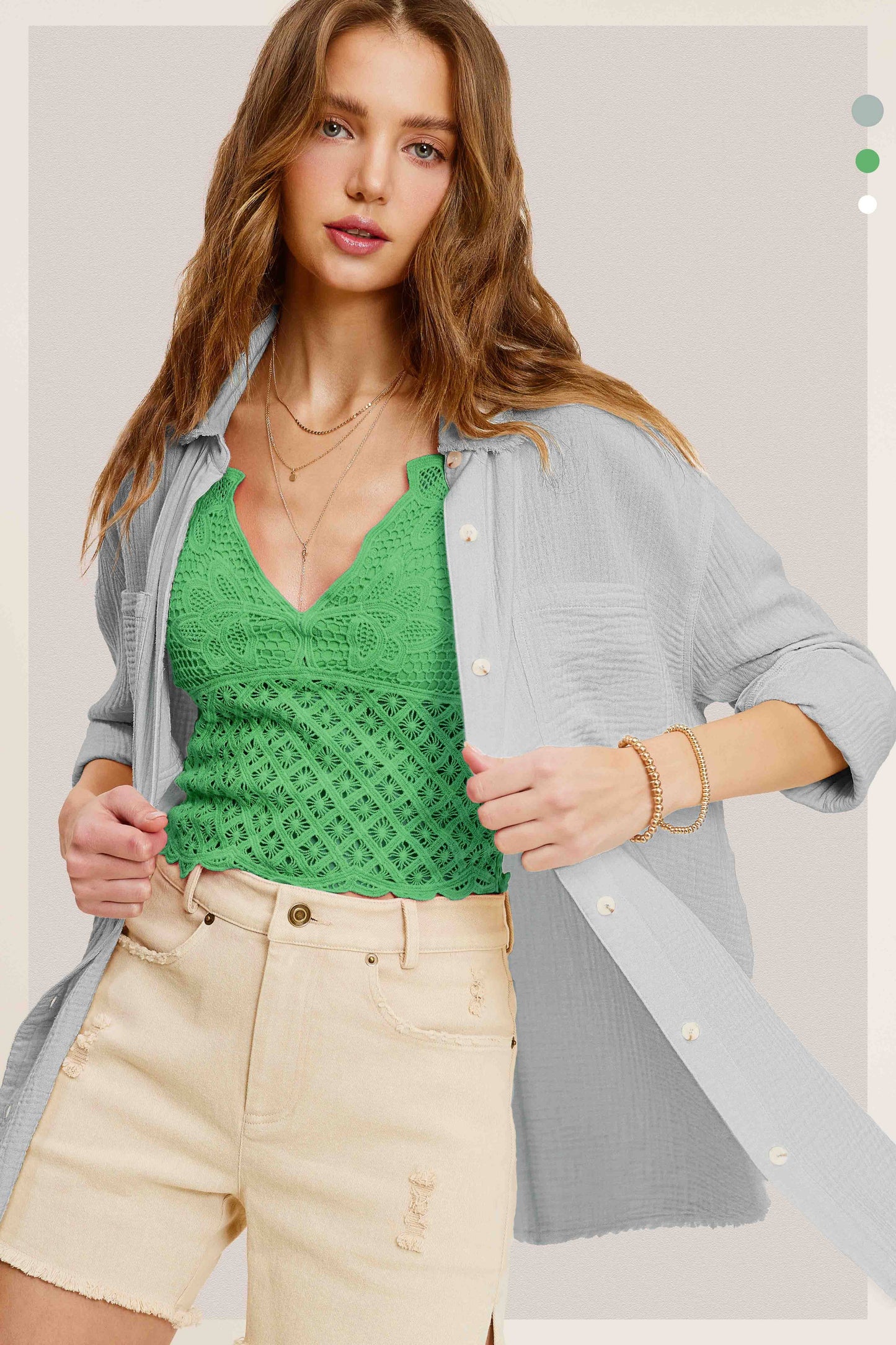 Shirts  Crinkled Gauze Button Down Shirts SRT7448