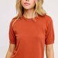 Soft Short Puffy Sleeve Basic Stretchy Knit Top MCS3600