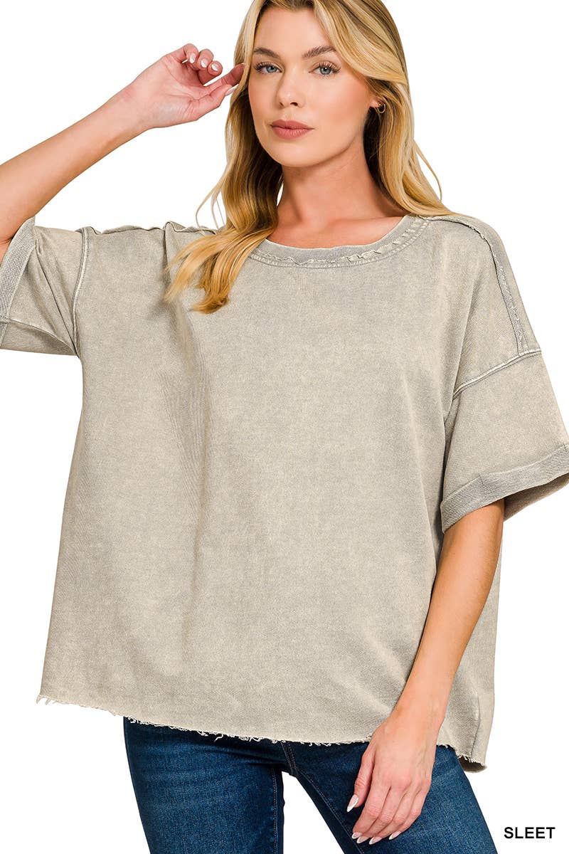 French Terry Acid Washed Tee Shirts 5314A