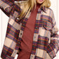 Outerwear Loose Fit Plaid Button Down Shacket with  Pockets JKT1797