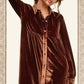 HCD9315-Soft Velvety Button Down Collar Dress