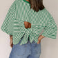 TO1843 Striped Back Tie Bow Knit Top