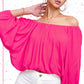 HAT7501 Breathable Fabric Off Shoulder Balloon Sleeve Top Women’s Shirts
