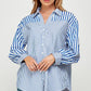 24351O Button Down Stiped Long Sleeves Top