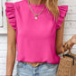 Shirts Women’s Round Neck Ruffled Sleeve RCDQ00380