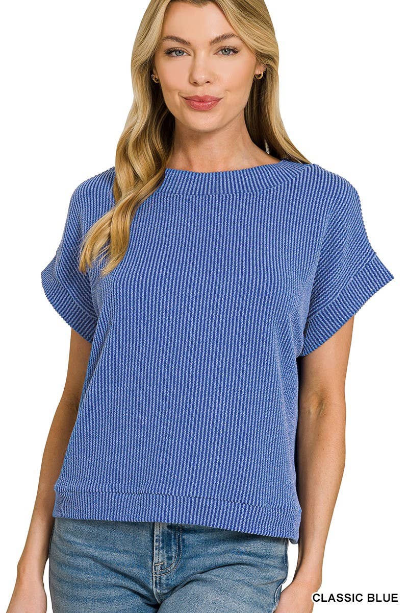 Raised Rib Cap Sleeve Top 8616Y