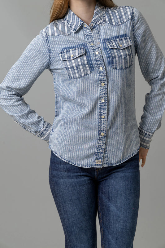 Shirts Women’s Kimes KC Tencel Indigo Stripe Mini Stripe