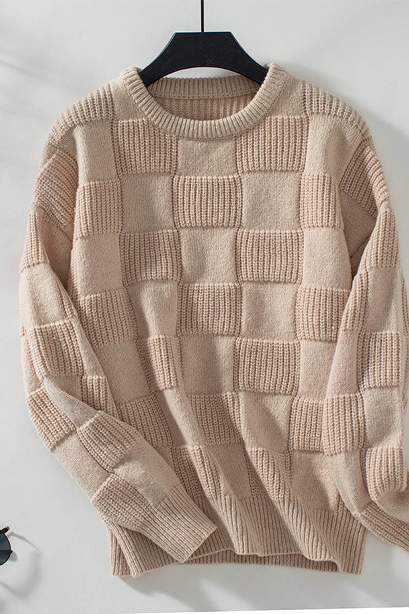 CWOSWL2805_LOOSE ROUND NECK PULLOVER KNITTED SWEATER outerwear women’s