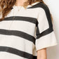 MCS3579-Boxy Silhouette Stripe Lightweight Sweater Top Outerwear Women’s