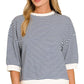 Striped Contrast Trim Banded Bottom Top