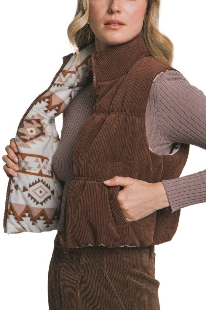 Reversible Corduroy Puffer Vest