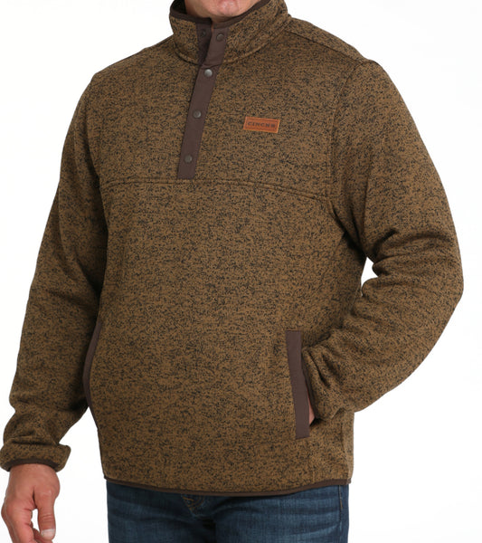 Men’s Pullover Cinch Khaki Brown 1/4 snap sweater outerwear MWK1534010