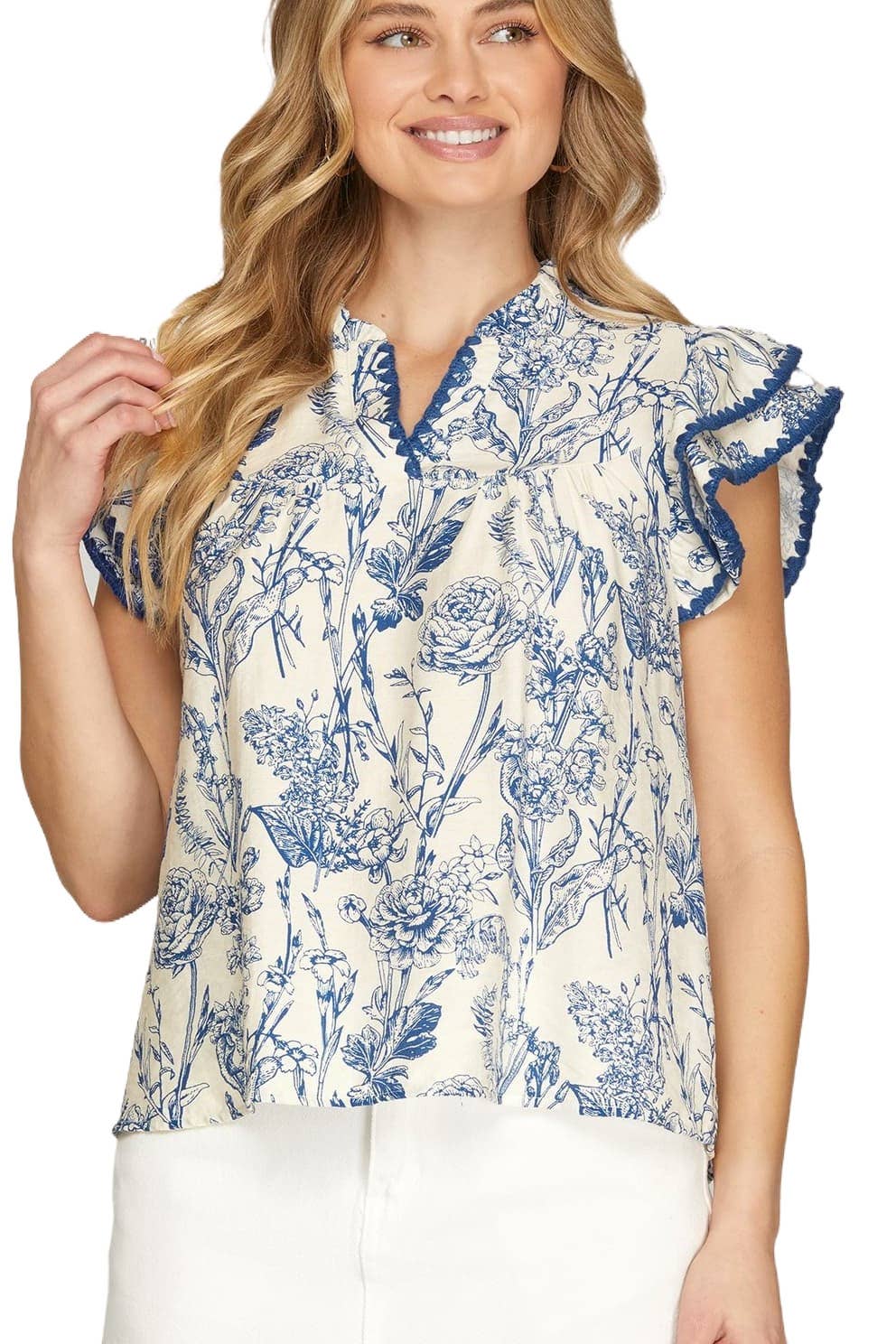ST1193 Printed Woven Top