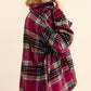 Outerwear Loose Fit Plaid Button Down Shacket with  Pockets JKT1797