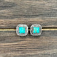 723048, 6mm Square Turquoise Stud Earrings
